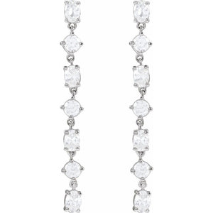 1 And 1/5 CT Lab-Grown Diamond Dangle Earrings In Solid 14K White Gold