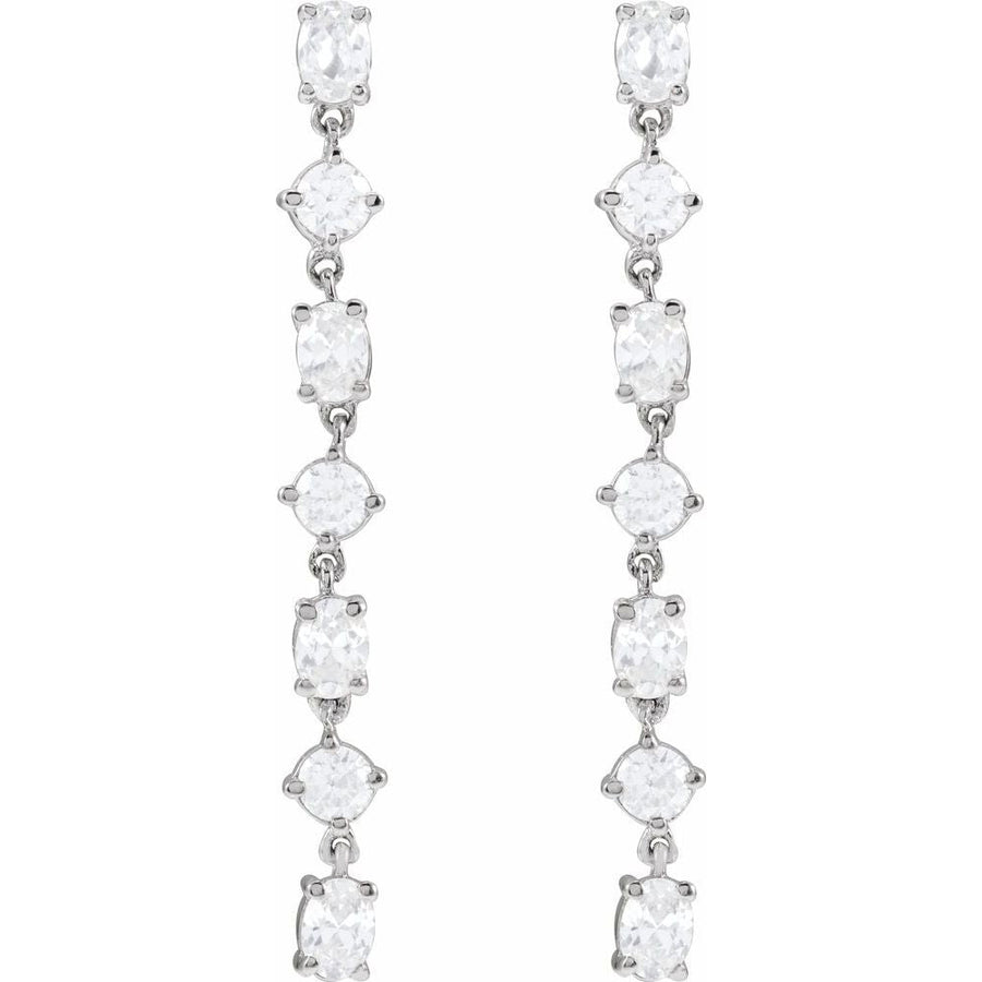 1 And 1/5 CT Lab-Grown Diamond Dangle Earrings In Solid 14K White Gold