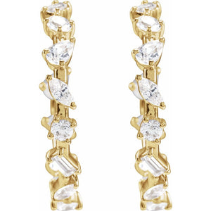 Parisian Lights 2 CT Lab-Grown Diamond Hoop Earrings In Solid 14K White Gold