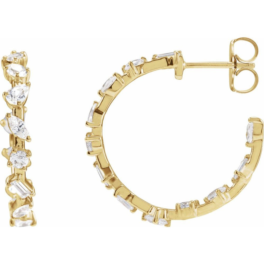 Parisian Lights 2 CT Lab-Grown Diamond Hoop Earrings In Solid 14K Yellow Gold