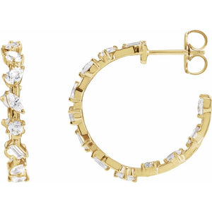 Parisian Lights 2 CT Lab-Grown Diamond Hoop Earrings In Solid 14K White Gold