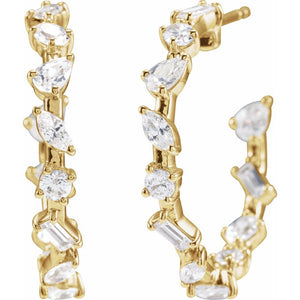 Parisian Lights 2 CT Lab-Grown Diamond Hoop Earrings In Solid 14K Yellow Gold