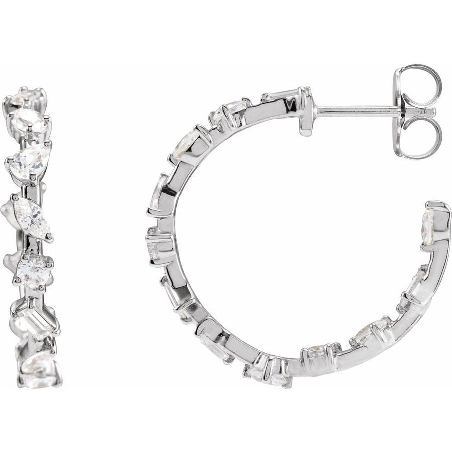 Parisian Lights 2 CT Lab-Grown Diamond Hoop Earrings In Solid 14K White Gold