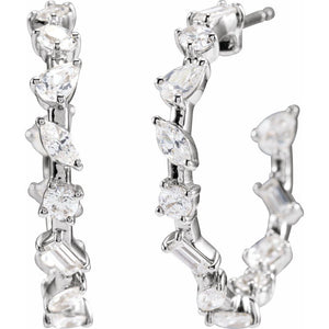 Parisian Lights 2 CT Lab-Grown Diamond Hoop Earrings In Solid 14K White Gold