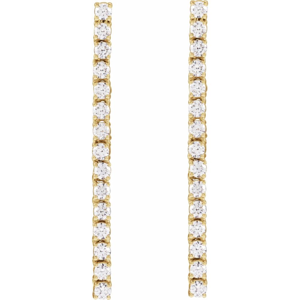 3/4 Ct Diamond Bar Drop Earrings In Solid 14K Yellow Gold