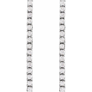 3/4 Ct Diamond Bar Drop Earrings In Solid 14K White Gold