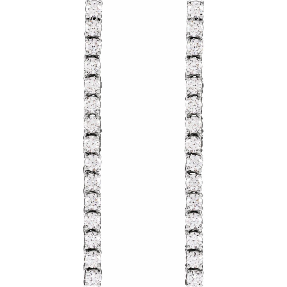 3/4 Ct Diamond Bar Drop Earrings In Solid 14K White Gold