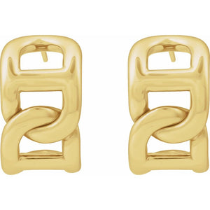 14K Yellow Gold 22 mm Electroform Anchor Chain Hoop Earrings