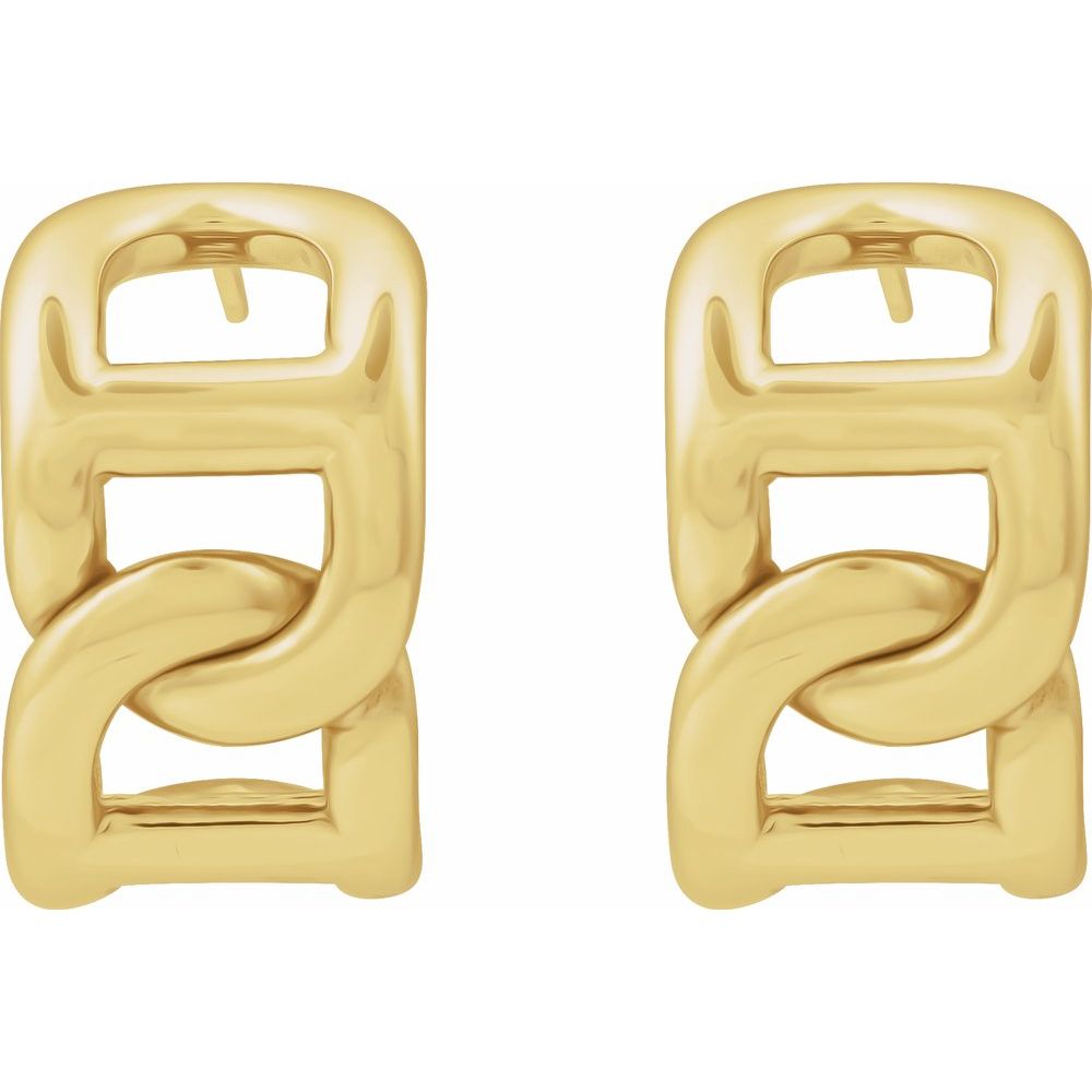14K Yellow Gold 22 mm Electroform Anchor Chain Hoop Earrings