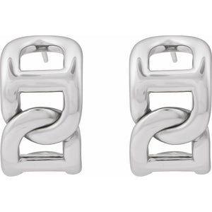 Sterling Silver 22 mm Electroform Anchor Chain Hoop Earrings