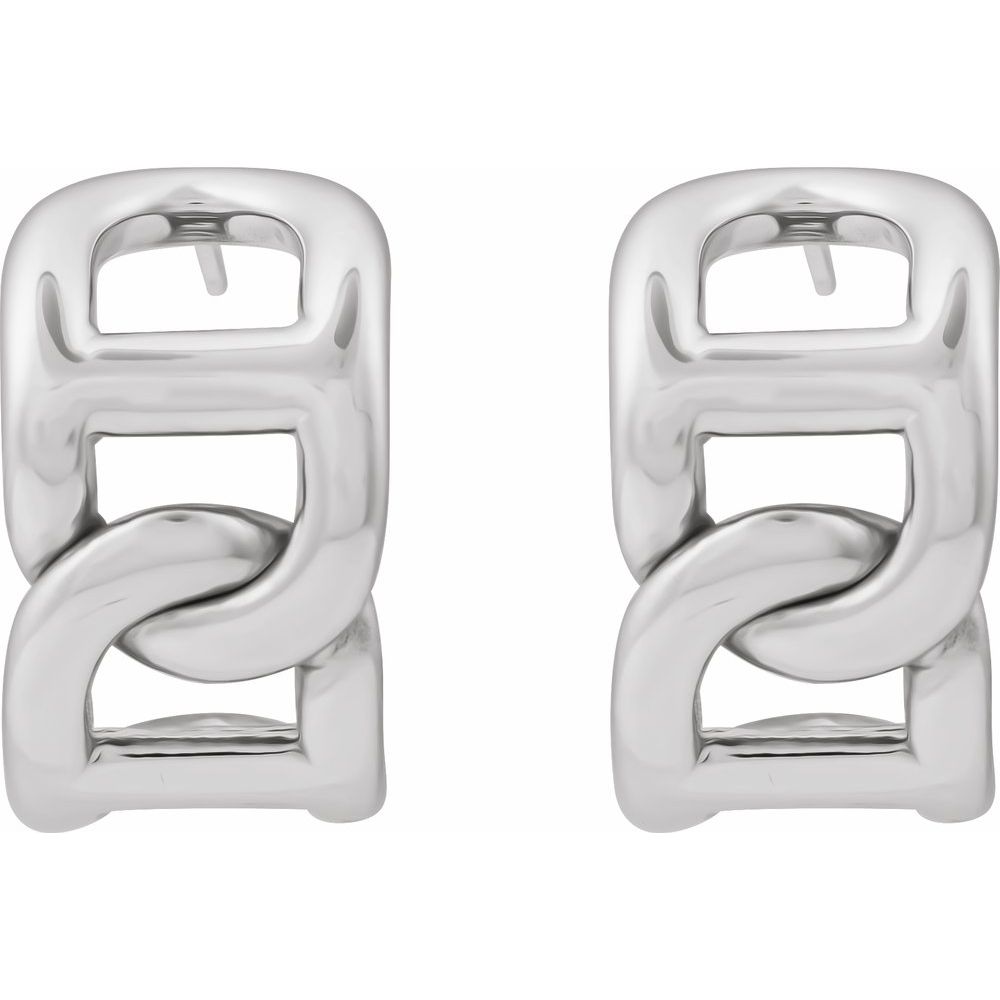 Sterling Silver 22 mm Electroform Anchor Chain Hoop Earrings