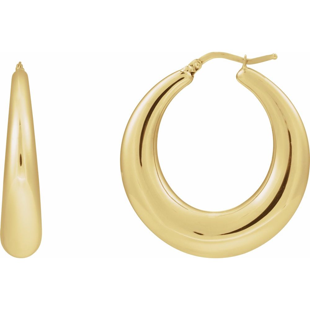 14K Yellow Gold 37.2 mm Electroform Puffy Hoop Earrings