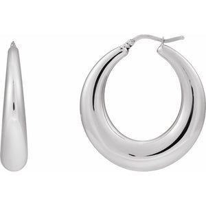 Sterling Silver 37.2 mm Electroform Puffy Hoop Earrings