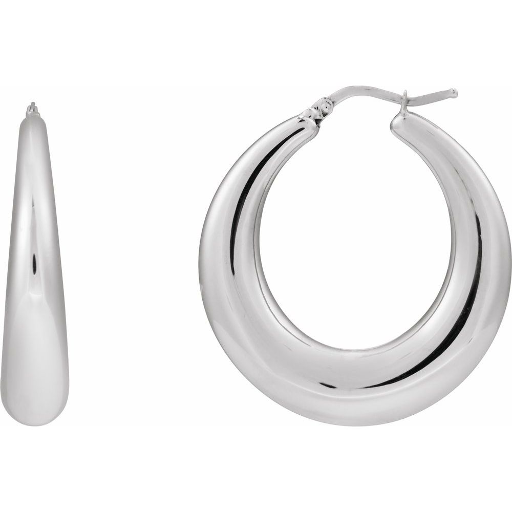 Sterling Silver 37.2 mm Electroform Puffy Hoop Earrings