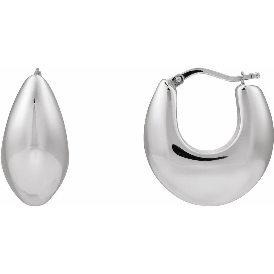 Sterling Silver 25.1 mm Electroform Tapered Hoop Earrings