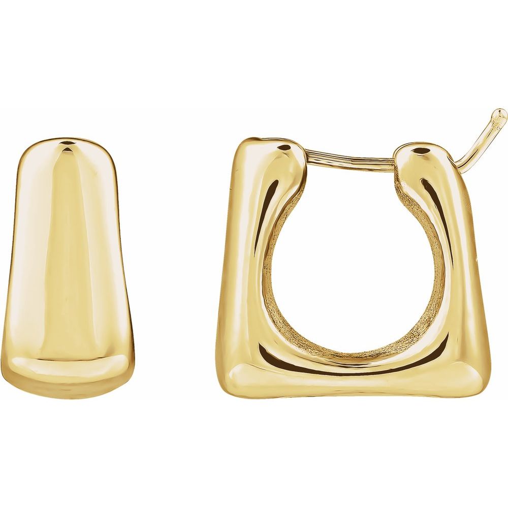 14K Yellow Gold 16.7 mm Electroform Square Hoop Earrings