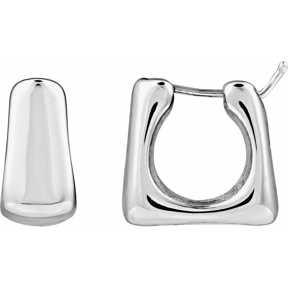 Sterling Silver 16.7 mm Electroform Square Hoop Earrings