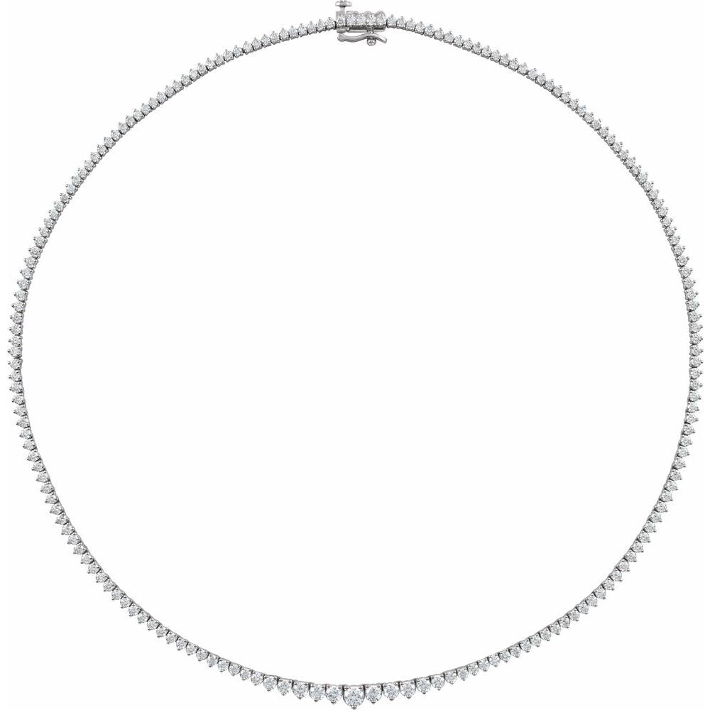 Endless Diamonds  6 And 5/8 Ct Graduated Lab-Grown Diamond Solid 14K White Gold Line Necklace