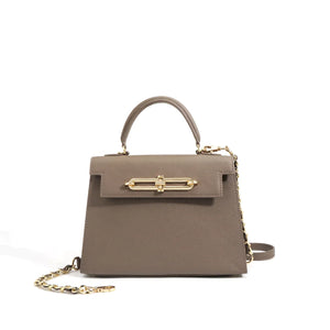 The Via Spiga 8.6 Inch Top Handle Leather Bag In Dark Gray