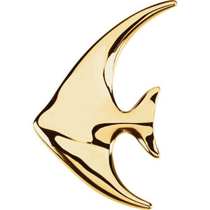Large Angelfish Brooch | Pendant In Solid 14K Yellow Gold