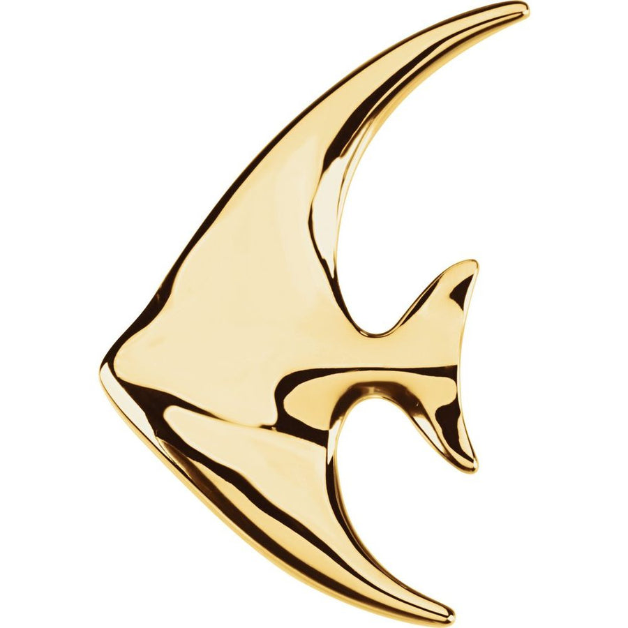 Large Angelfish Brooch | Pendant  In Solid 14K White Gold
