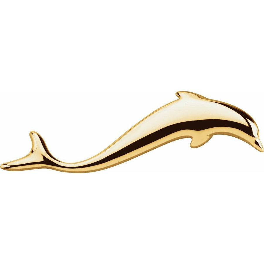 Large Dolphin Brooch | Pendant  In Solid 14K White Gold