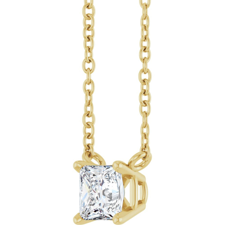 Princess Cut 1/2 Ct Natural Diamond Solitaire Pendant In 14K Yellow Gold