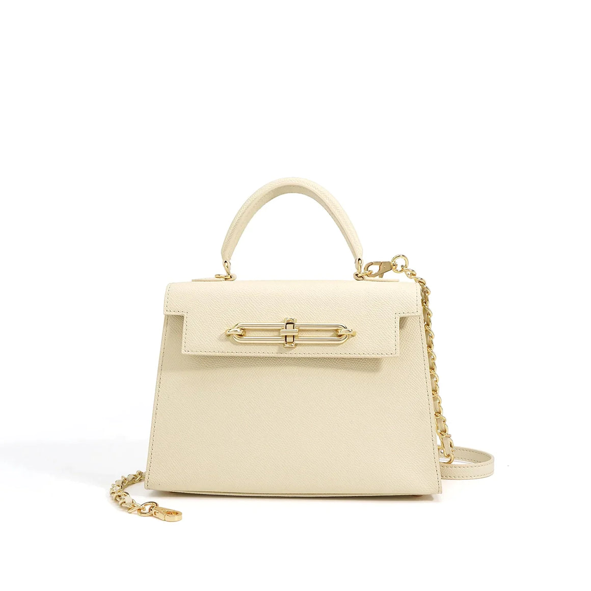 The Via Spiga 8.6 Inch Top Handle Leather Bag In Cream