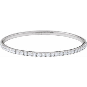 Flexible Lab-Grown Diamond Solid 14K Yellow Gold Bangle Bracelet