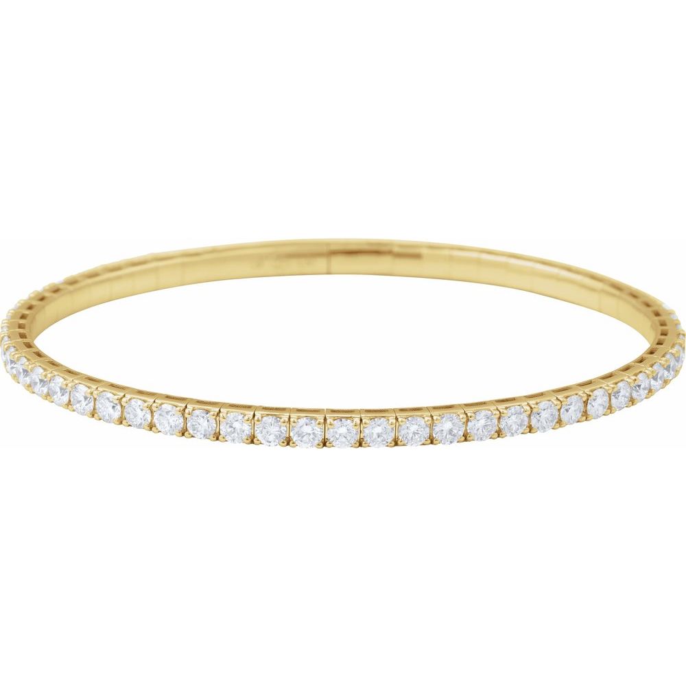 Flexible Lab-Grown Diamond Solid 14K Yellow Gold Bangle Bracelet