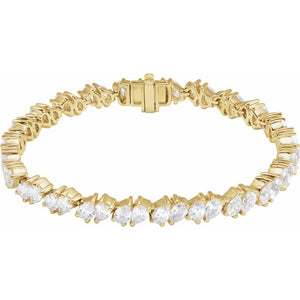 9 1/2 Ct Pear Shaped Lab-Grown Diamond Line Bracelet In 14K White Gold