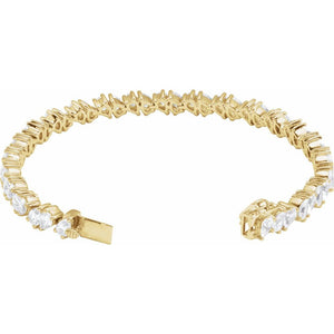 9 1/2 Ct Pear Shaped Lab-Grown Diamond Line Bracelet In 14K White Gold