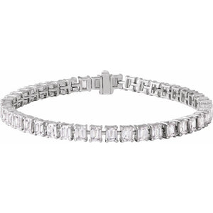 10.5 CT Lab-Grown Emerald Cut Diamond Tennis Bracelet In 14K Solid Yellow Gold