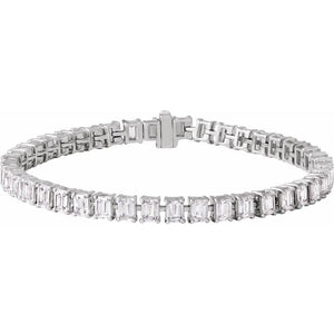 10.5 CT Lab-Grown Emerald Cut Diamond Tennis Bracelet In 14K Solid White Gold