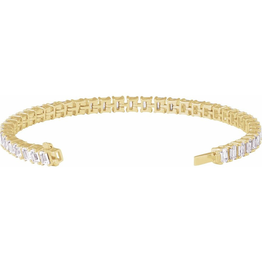 10.5 CT Lab-Grown Emerald Cut Diamond Tennis Bracelet In 14K Solid Yellow Gold