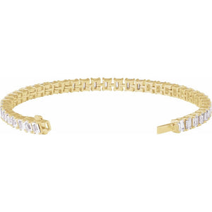 10.5 CT Lab-Grown Emerald Cut Diamond Tennis Bracelet In 14K Solid White Gold