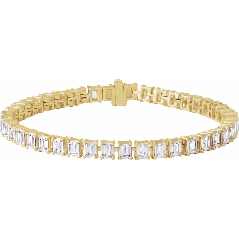 10.5 CT Lab-Grown Emerald Cut Diamond Tennis Bracelet In 14K Solid Yellow Gold