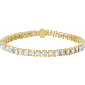 10.5 CT Lab-Grown Emerald Cut Diamond Tennis Bracelet In 14K Solid Rose Gold