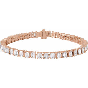 10.5 CT Lab-Grown Emerald Cut Diamond Tennis Bracelet In 14K Solid White Gold