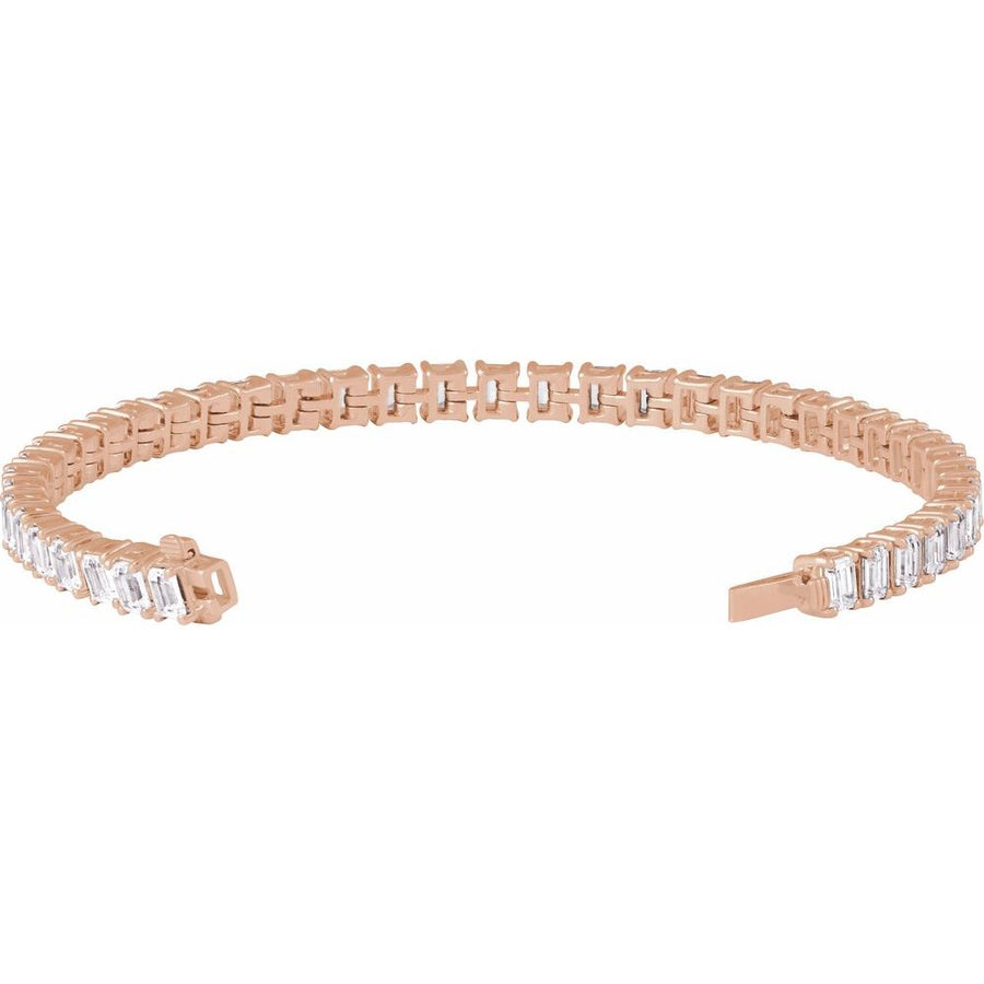 10.5 CT Lab-Grown Emerald Cut Diamond Tennis Bracelet In 14K Solid Rose Gold