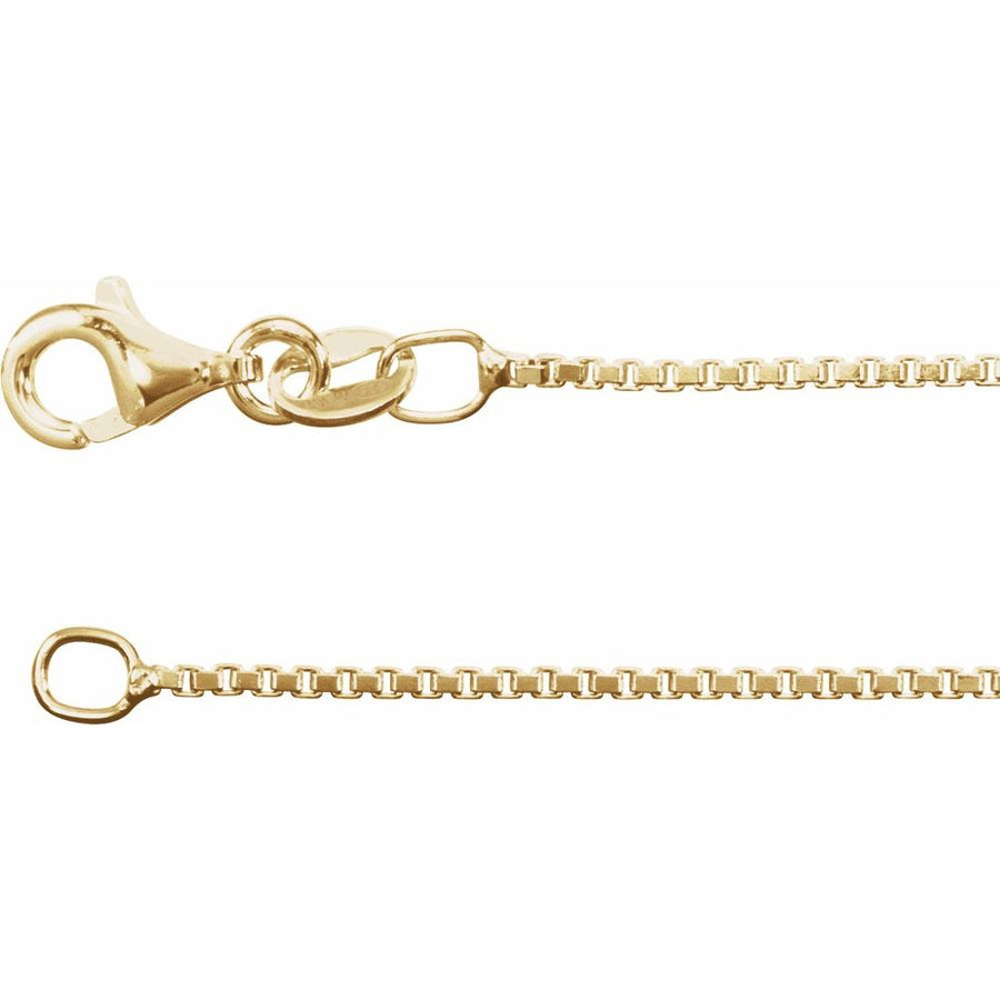 1 mm Solid Diamond Cut Box Chain Necklace In 18K Yellow Gold Vermeil