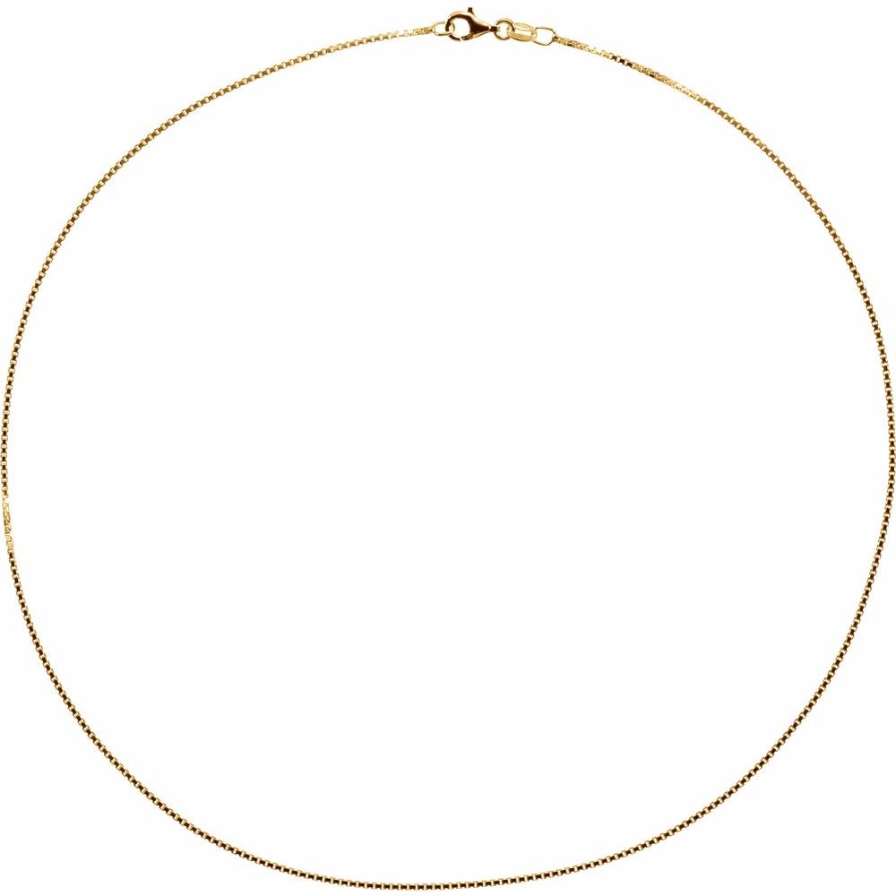 1 mm Solid Diamond Cut Box Chain Necklace In 18K Yellow Gold Vermeil