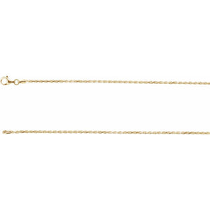 1.5 mm Solid Diamond Cut Rope Chain Necklace In 18K Yellow Gold Vermeil