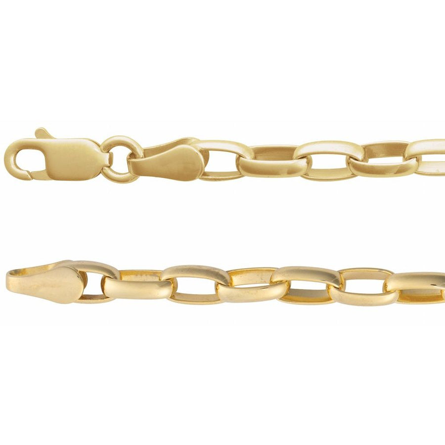 3.9 mm Puffy Cable Chain Statement Necklace In Solid 14K Yellow Gold