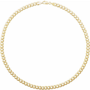 7 mm Curb Chain Statement Necklace In Solid 14K Yellow Gold