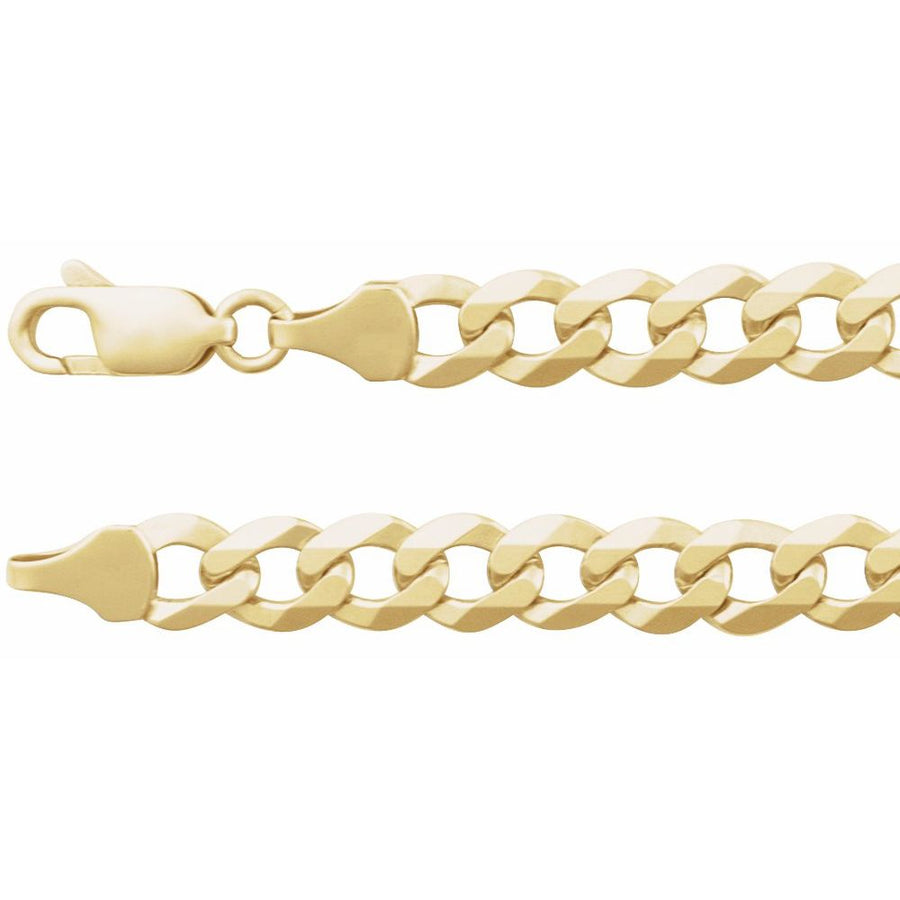 7 mm Curb Chain Statement Bracelet In Solid 14K Yellow Gold