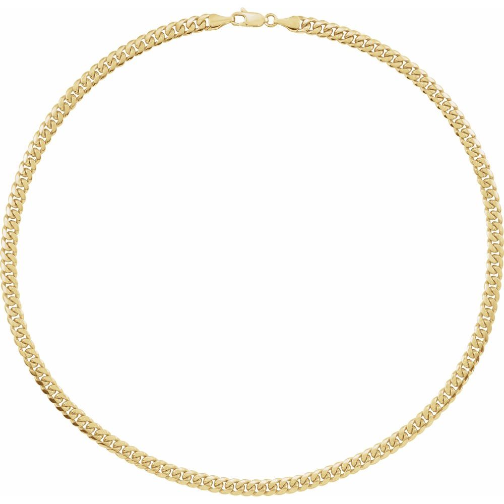 5 mm Miami Cuban Curb Chain Necklace In Solid 14K Yellow Gold