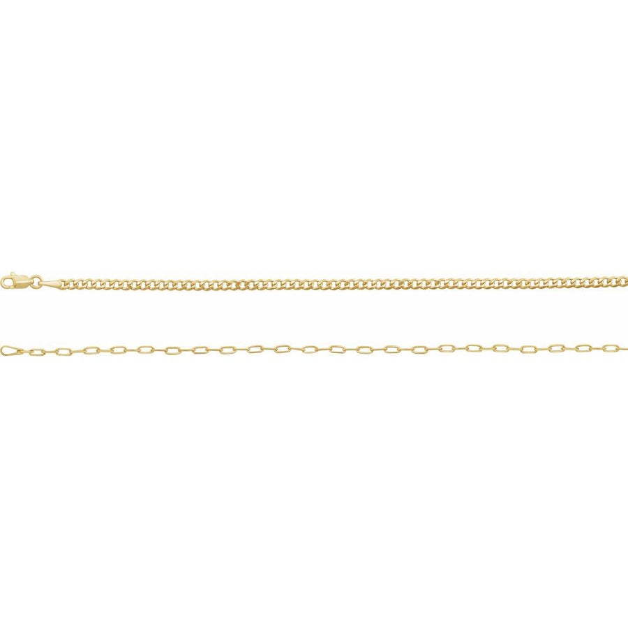 The Demitasse Cable And Curb Chain Necklace In Solid 14K Yellow Gold