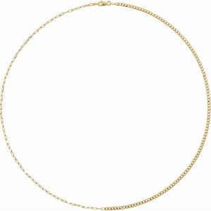 The Demitasse Cable And Curb Chain Necklace In Solid 14K Yellow Gold