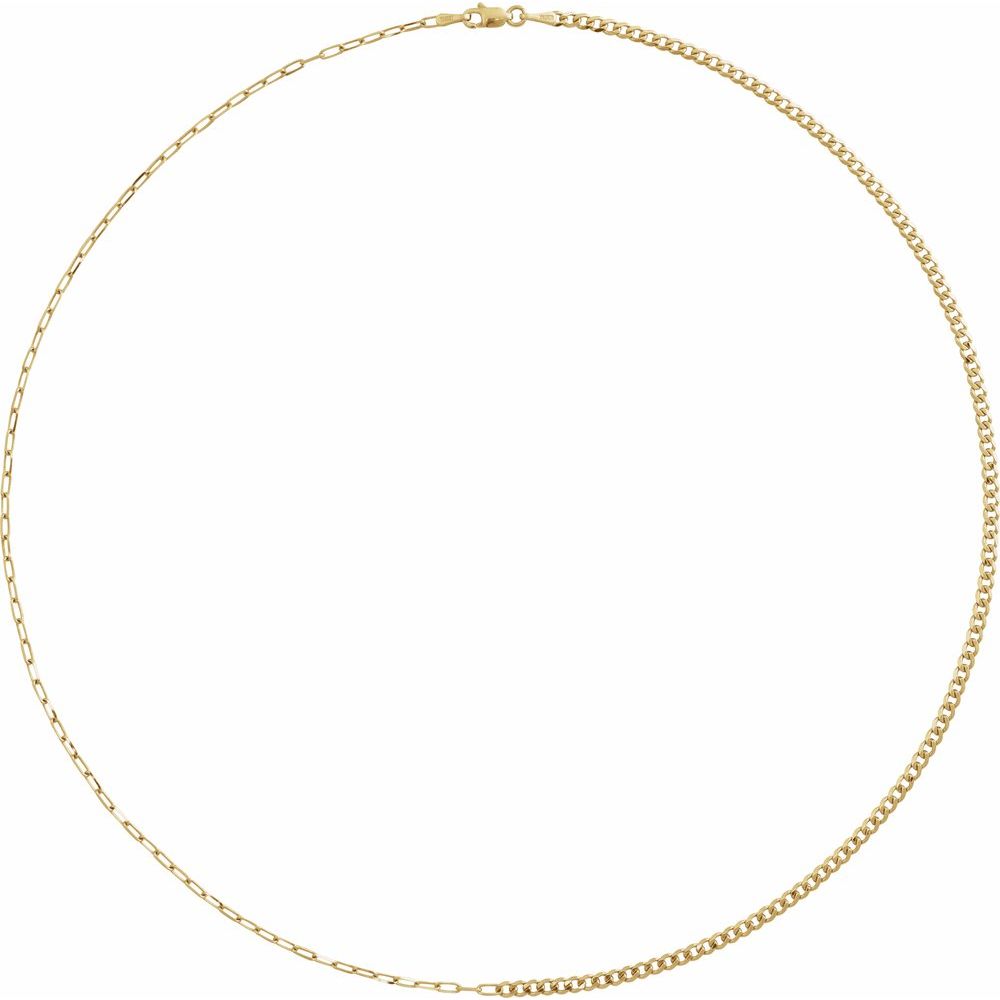 The Demitasse Cable And Curb Chain Necklace In Solid 14K Yellow Gold